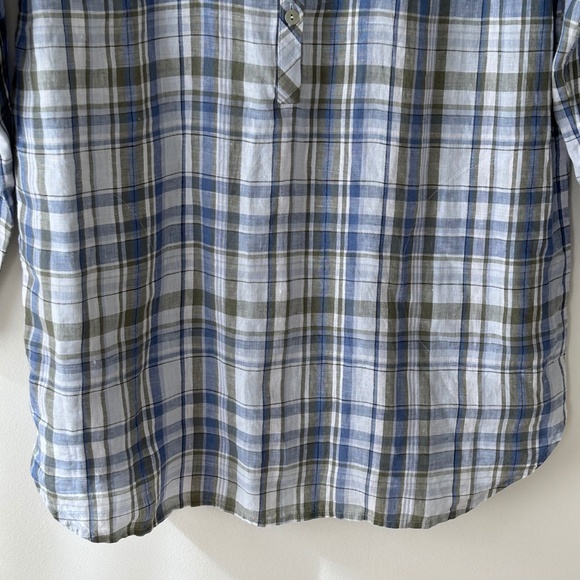 J. Jill Love Linen 100% Linen Blue Green Plaid Tunic Shirt - Picture 4 of 16